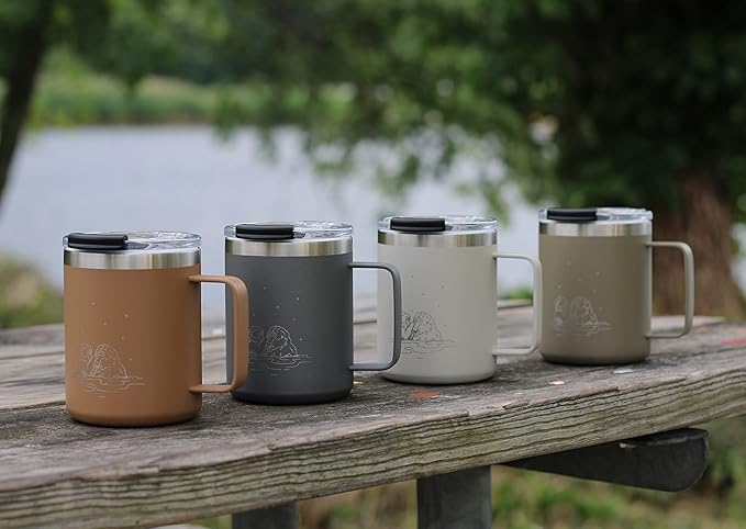 COREFLEX 12 oz Insulated Coffee Mug with Handle & Lid, Stainless Steel Double Walled Vacuum Insulated Tumbler,Travel Coffee Cup Thermal - Home, Office, Travel, Outdoor, Camping
