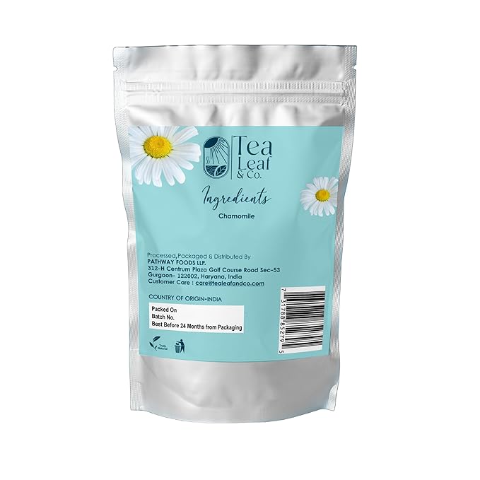 Tealeaf & Co. Pure Chamomile Herbal Tea - Organic Chamomile Tea Bags Blended with Fresh Herbs - Contains Low Caffeine - Gluten Free - 100 Teabags (7.055oz/200gm)
