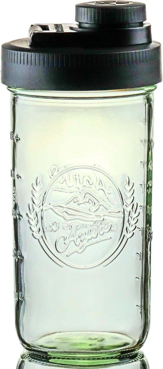 Brewing America Mason Jar Drinking Cup Pint and Half Drinking Lid and Azure 24oz Jar (1, Black)