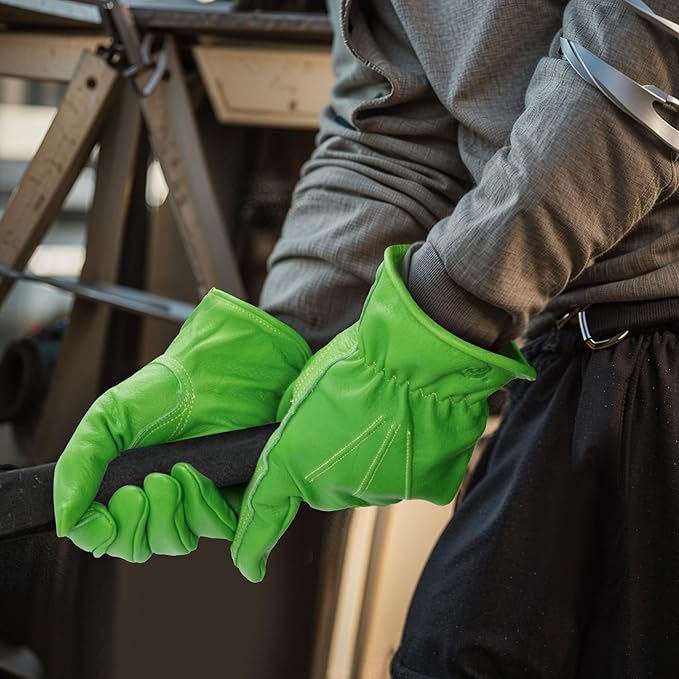 Leather Work Gloves for Men & Women, Reinforced Durable Gardening Gloves,Cowhide Work Gloves,Puncture & Cut Resistant