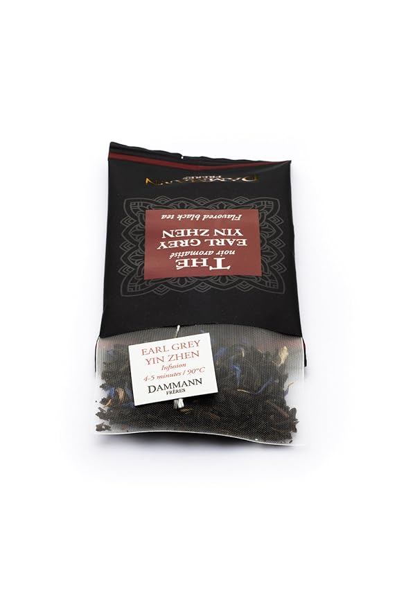 Dammann Freres Sachets, Earl Grey Yin Zhen Tea Bags, Premium Gourmet French Black Tea, Blend Bergamot, Individually Wrapped, 24 Count (Single Pack)