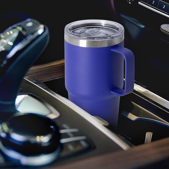 HASLE OUTFITTERS 20oz Tumbler with Handle & Lid, Insulated Stainless Steel Travel Mug, Leakproof Cup for Coffee, BPA-Free Double-Wall Vacuum Tumblers for Hot/Cold Drinks, Commuter, Gym, Office, Blue