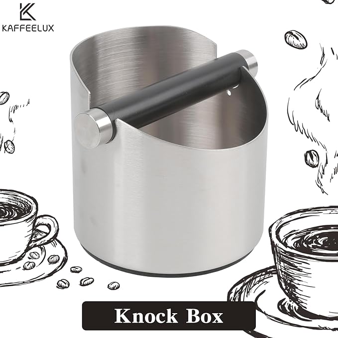 Italian Espresso Tapping Box, Stainless Steel Coffee Grinding Tapping Box, With Detachable Tapping Rod And Anti Slip Rubber Base (Silver-S)