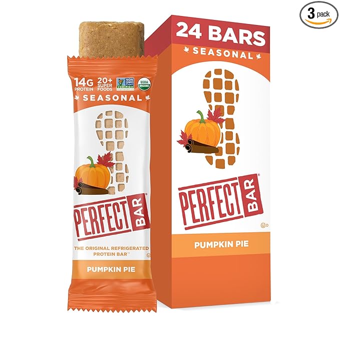 Perfect Bar, Pumpkin Pie Protein Bar, High Protein, Organic, Gluten Free, Soy Free, Non GMO, No Sugar Alcohols, 2.2 Ounce Bar, 24 Count