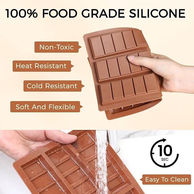 Chocolate Molds - Non-Stick Chocolate Bar Mold, Break Apart Chocolate Mold Food Grade Deep Mold For Tabs Chocolate Milk Snacks