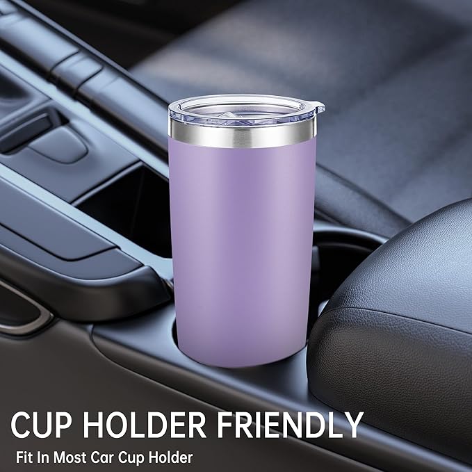 20 oz Tumblers Bulk Stainless Steel Tumbler with Lid Double Wall Vacuum Insulated Coffee Mug 20oz Powder Coated Cup for Hot and Cold Drinks, Purple, 12 pack