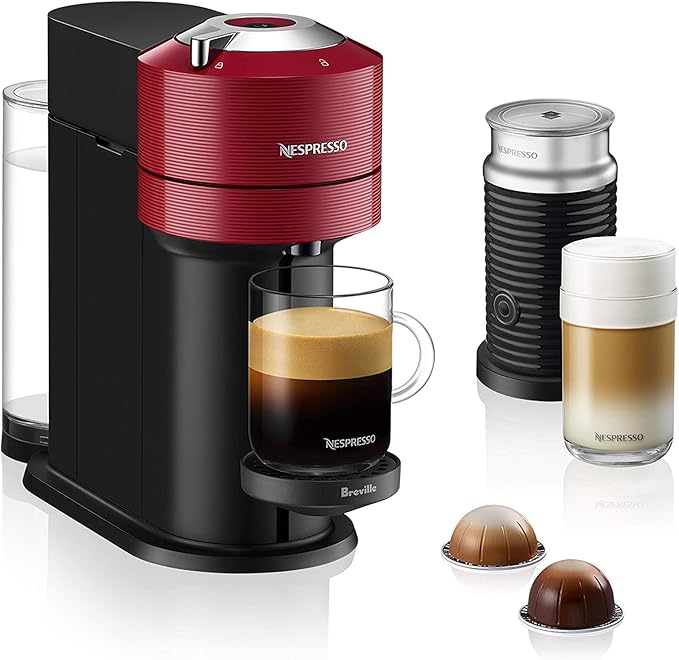 Nespresso Vertuo Next Coffee and Espresso Machine by Breville with Milk Frother, 1.1 liters, Cherry