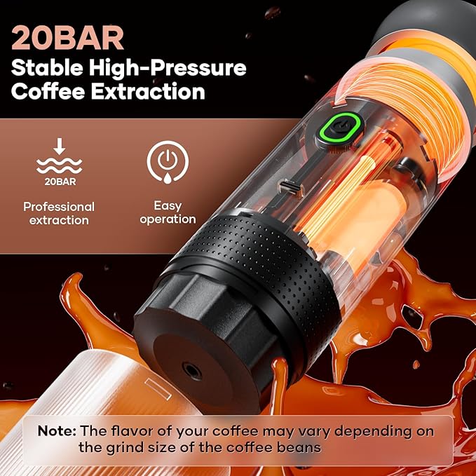 kejector Portable Coffee Maker Espresso Machine for Travel Nano Car Coffee Maker Compatible with Ground Coffee & NS Capsule for RV, Hiking Camping Office, Travel Espresso Maker Electric Gray