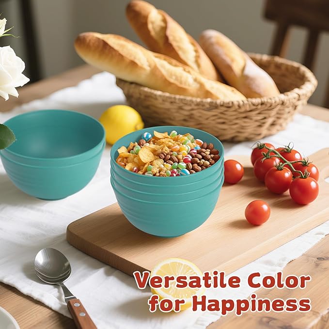 Small Wheat Straw Bowls Sets of 6,Dishwasher Safe and Microwave Safe Snack Bowls 10oz,Alternative Handy Plastic Bowls Reusable for Snack and Ice Cream.Green Series