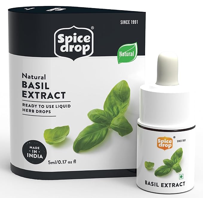 Spice Drop Basil Extract | 100% Natural | For Soup, Pasta, Pizza, Spaghetti, Gourmet Dishes | 0.17oz (180 drops) | Natural Herb Extract | Authentic Flavor | Vegan | Keto & Paleo Friendly | Non-GMO | Squeeze, Drop And Stir