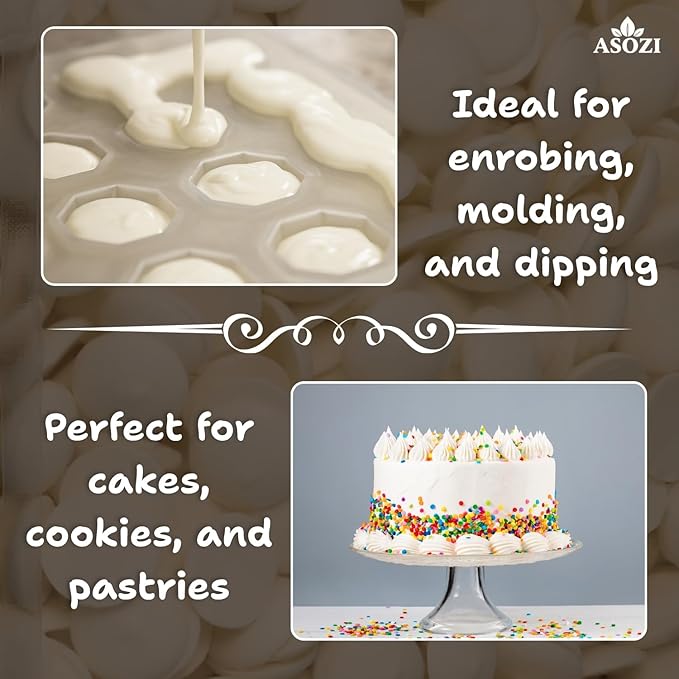 Super White Chocolate Melting Wafers 5lb – Smooth and Creamy, Perfect for Dipping, Baking, Candy Making, and Decorating Desserts – Ideal for Fountains, Coating, and Molded Chocolates (Super White Chocolate)