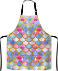 Mermaid scales Kitchen Cooking BBQ Chef Apron, Watercolor fish scales Apron for Men, Women - Dad Gifts, Gifts for Men - Birthday, Mothers Day Gifts for Mom, Wife, Husband, Brother, Friends
