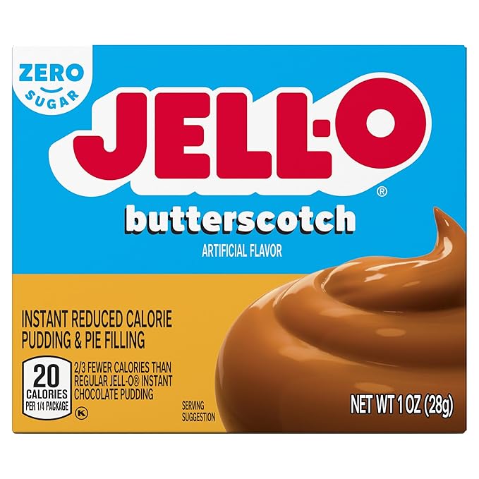 Jell-O Butterscotch Sugar Free & Fat Free Instant Pudding & Pie Filling Mix, 24 ct Pack - 1 oz Boxes, As Seen on TikTok