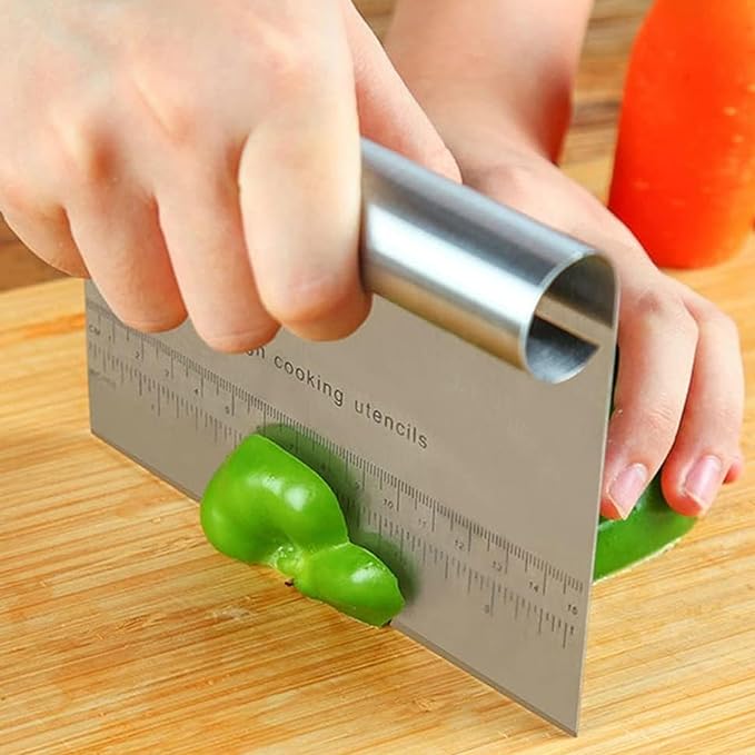 2 Pack Stainless Steel Dough Cutter Scraper Set - Bench Scraper & Pastry Knife with Measuring Marks - Bread Dough Baking Professional Kitchen Tool