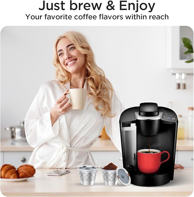 Reusable k Cup Coffee Filters,Universal stainless steel Refillable k Cups Filter Use for K 2.0 and 1.0 Coffee Makers-brewers (2)