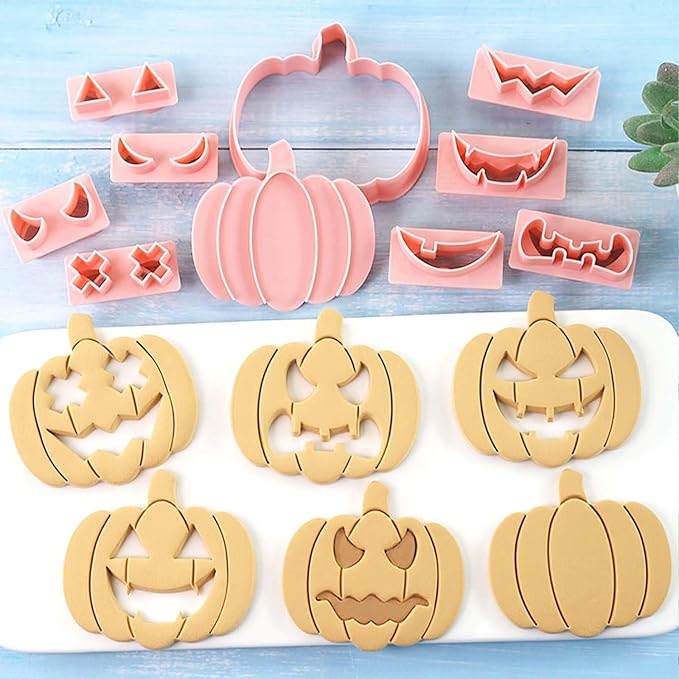 Mini Pumpkin Cookie Cutters, DIY 3d Halloween Raised Design Cookie Stamps, Cookie Cutter Set suitable for Frosting Decoration, Mini Gingerbread Pie Molds, Day of The Dead Decorations (Pumpkin)