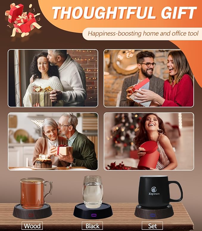 Mug Warmer - 25W Coffee Warmer for Desk Auto Shut Off, 3-Level Temp with Indicator Lights, Smart Candle Warmer Plate, Cup Warmer Heated Coaster for Coffee, Milk, Tea, Safely Use for Office/Home
