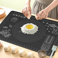 Silicone Baking Mat 32" x 24" Extra Thickness Dough Rolling Mat with Measurements and Edge Heightening, Non-stick Food Grade Silicone Pastry Mat for Pastry, Bread, Cookies, Pizza, Fondant, Pasta-Black