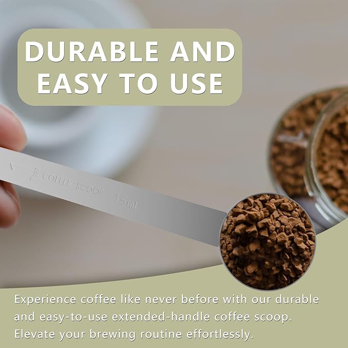 1PCS 1 Tablespoon Coffee Scoop, 9" Long Handle Measuring Spoon, One tbsp (15 ml) Stainless Steel Scooper