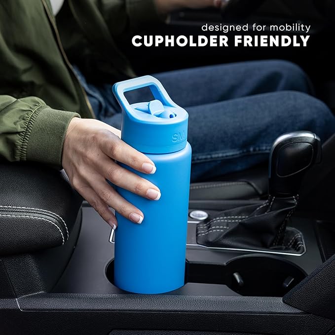 Simple Modern Water Bottle with Straw Lid | Vacuum Insulated Stainless Steel Metal | Reusable Leak Proof BPA-Free Cup for School | Summit Collection | 22oz, Clementine