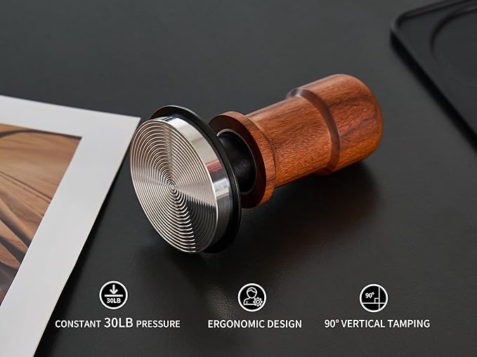 58mm Espresso Tamper, Premium Barista Coffee Tamper with Constant 30lb Calibrated Spring Loaded,Stainless Steel Base and Mahogany Handle.Fits for All 58mm Portafilters,Espresso Accessories