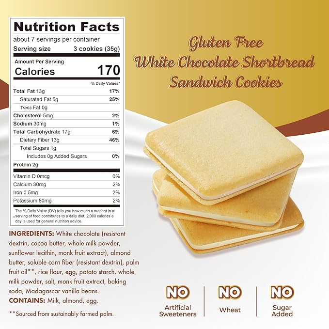 ChocZero Chocolate Cookies, White Chocolate Jolies, Gluten Free, No Added Sugar, 20 Crispy Chocolate Filled Keto Cookies Per Box, 8 Ounce (Pack of 1)