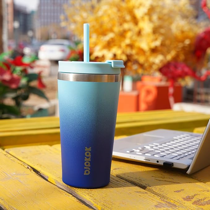 BJPKPK 26oz Insulated Tumbler With lid And Straw Stainless Steel Tumblers Travel Coffee Mug Reusable Thermal Cup,Macaron Green