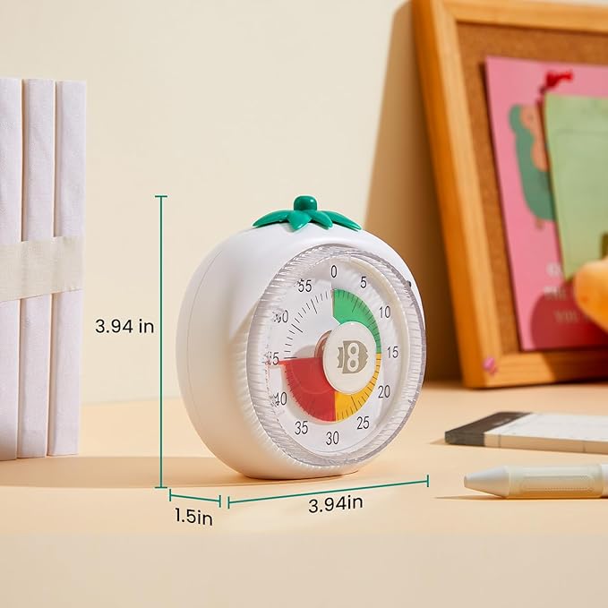 Visual Timer for Kids & Adults – 4-Color Zone Countdown Timer, 60-Min Silent Pomodoro Timer for ADHD Focus, Study, Cooking & Time Management Tool
