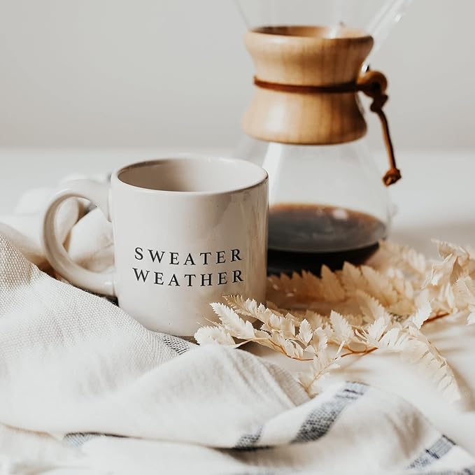 Sweet Water Decor Sweater Weather Stoneware Coffee Mug | Novelty Coffee Mugs | Microwave & Dishwasher Safe | 14oz Coffee Cup | Fall Gifts | Winter Coffee Mug