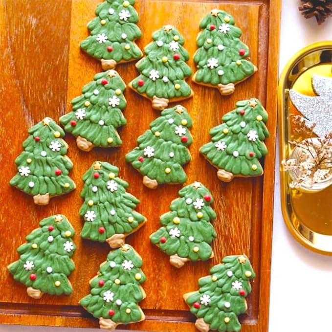 Christmas Cookie Cutters 6Pcs Large, Christmas Theme Shapes Cookie Cutters Santa Claus Gingerman Truck Elk Snow Mini Tree, Metal Dough Fondant Biscuit Molds for Kitchen