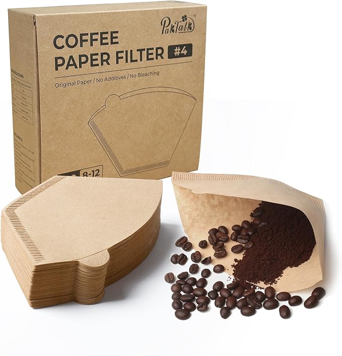 100 Count Cone Coffee Filters #4, Natural Brown Paper Cone Shaped Coffee Filters for Pour Over and Drip Coffee Maker(100 Count)