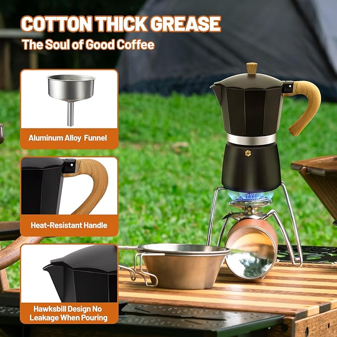 3 Cup Aluminum Espresso Stovetop Moka Pot Express Coffee Maker Percolator Italian Classic Mocha Coffee Machine for Italian and Cuban Cafe Brewing for Home & Camping 150ml 5oz