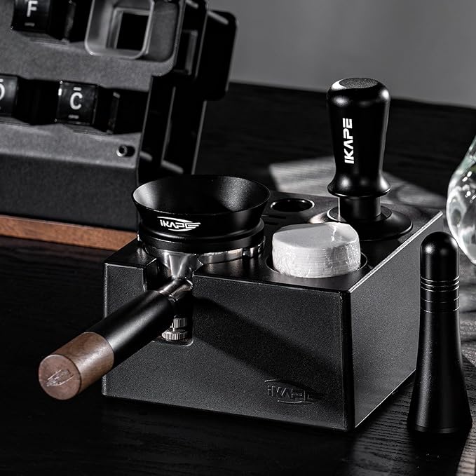 IKAPE 53.3mm Espresso Tamper, Spring-loaded Calibrated Tamper with Titanium Ripple Plating Base, Compatible with 54mm Breville Espresso Bottomless Portafilter
