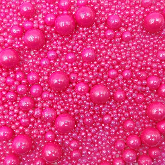Edible Rose Pink Sugar Pearls Candy Sprinkles 120G/ 4.23Ounce Baking Cake Sprinkles Cupcake and Cake Topper Cookie Decorations Wedding Party Valentines Halloween Christmas Supplies