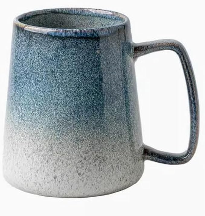 Large 24 oz Ceramic Coffee Mug with Large Handle, Vintage Coffee Cup, Extra Big Tea Cup for Office and Home, Dishwasher and Microwave Safe, Starry Blue