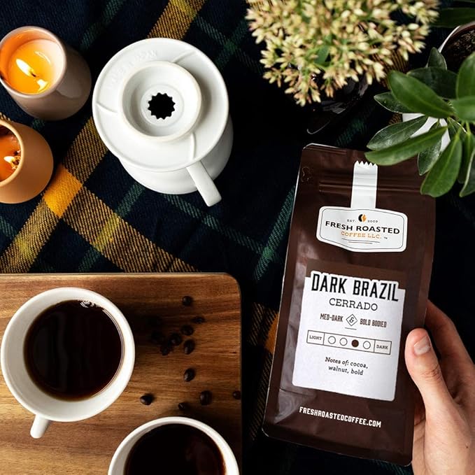 Fresh Roasted Coffee, Dark Brazil Cerrado, 5 lb (80 oz), Med-Dark Roast, Whole Bean, Kosher
