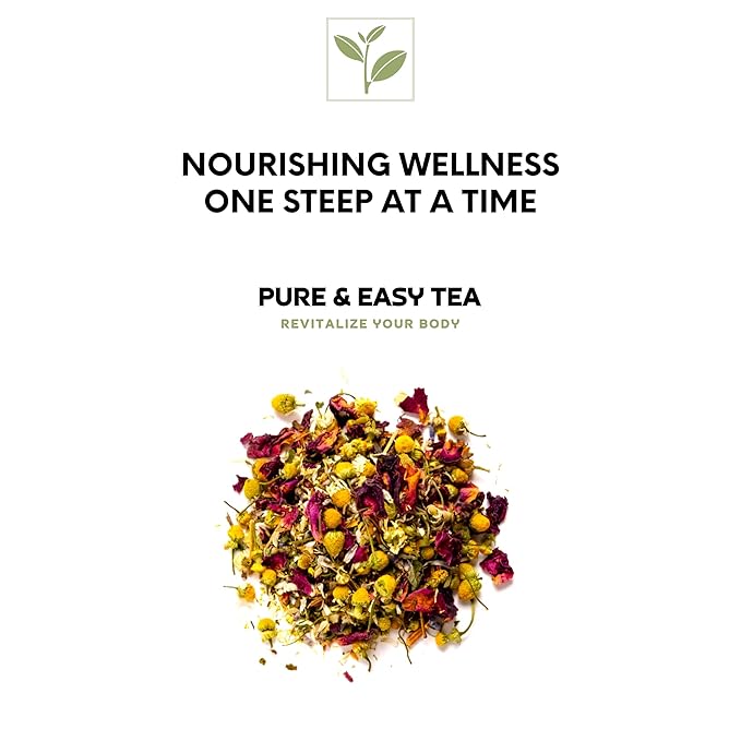 Pure And Easy Tea, Nighttime Nirvana, Natural Sleep & Relaxation Tea, Caffeine-Free Loose Leaf Blend with Chamomile, Lavender & Lemon Balm, Premium Wellness Tea, 30-Day Supply, 100g