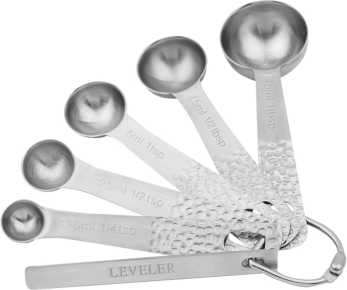 Measuring Cups and Spoons Set 10, 18/8 Stainless Steel Measuring Cups and Spoons Set for Baking & Kitchen, Metric & US Metal 4 Measuring Cups and 5 Measuring Spoons with 1 Leveler