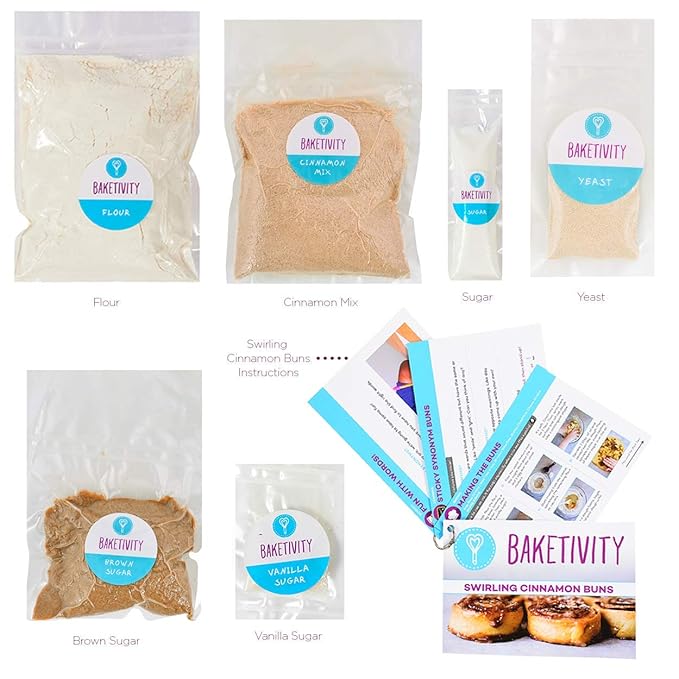 BAKETIVITY Kids Baking DIY Activity Kit - Bake Delicious Cinnamon Buns with Pre-Measured Ingredients – Best Gift Idea for Boys and Girls Ages 6-12