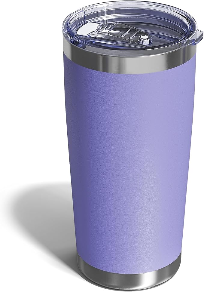 Travel Coffee Tumbler 20oz, 1 Pack Leakproof Travel Coffee Mug with Lid and Straw, Stainless Steel Double Wall Vacuum Insulated Tumbler for Hot/Iced Drinks (Textured Matte, Periwinkle)