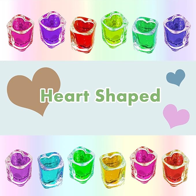 Heavy Base Shot Glasses - Set of 12, Heart & Square Shapes, Ideal for Tequila & Espresso Shots, Bulk Pack