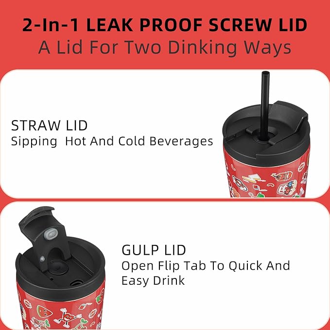 BJPKPK 30oz Tumbler With lid And Straw Stainless Steel Travel Coffee Mug Insulated Tumblers Cups,Passionate Red