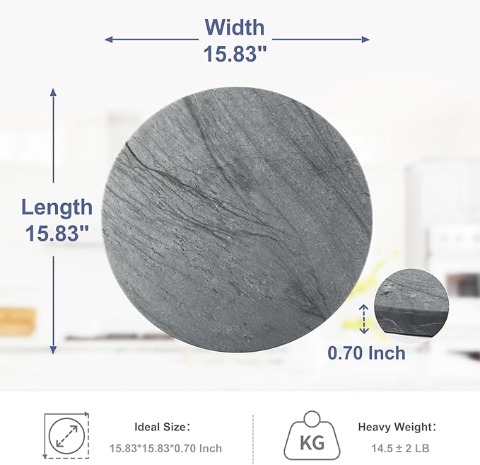 Koville Dark Grey Marble Pastry Cutting Board, 16" Large Marble Cheese Serving Board for Kitchen Countertop, Stone Tray for Baking, Charcuterie, Trivet, Dough Pastry and Stone Cutting Boards