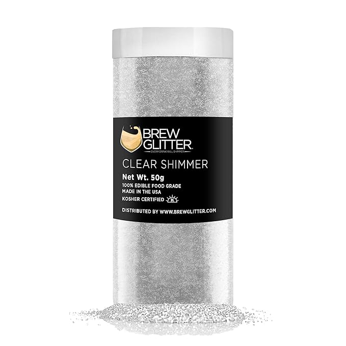 Brew Glitter - Clear Shimmer (50g 1x Jar) | Edible Glitter for Cocktails, Mocktails and Beverages