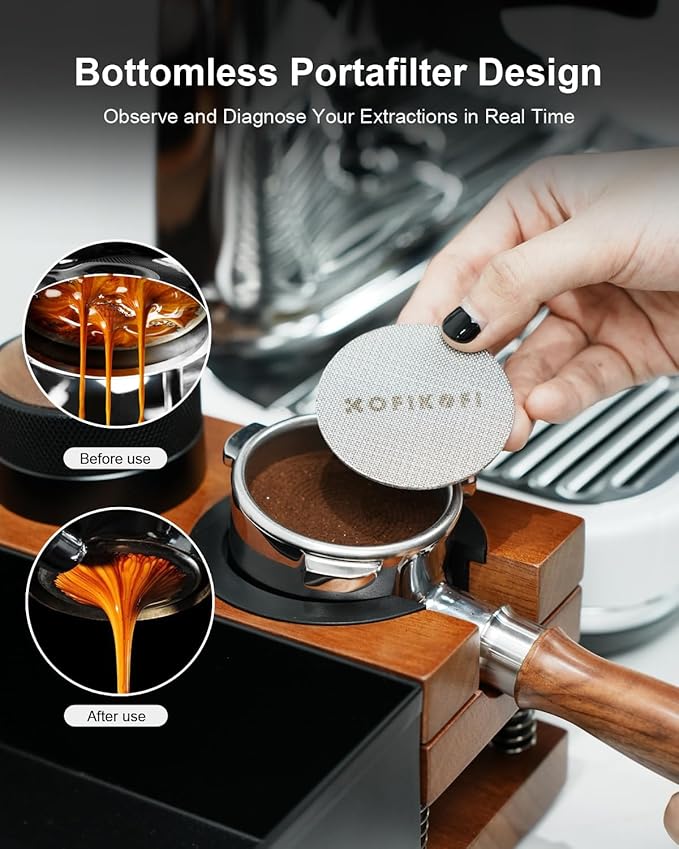 58mm Bottomless Portafilter For Gaggia, 2 Ears Slim Naked Portafilter Fits Gaggia Espresso Coffee Machines with Stainless Steel Head and 18g Filter Basket and Puck Screen - Rosewood Handle