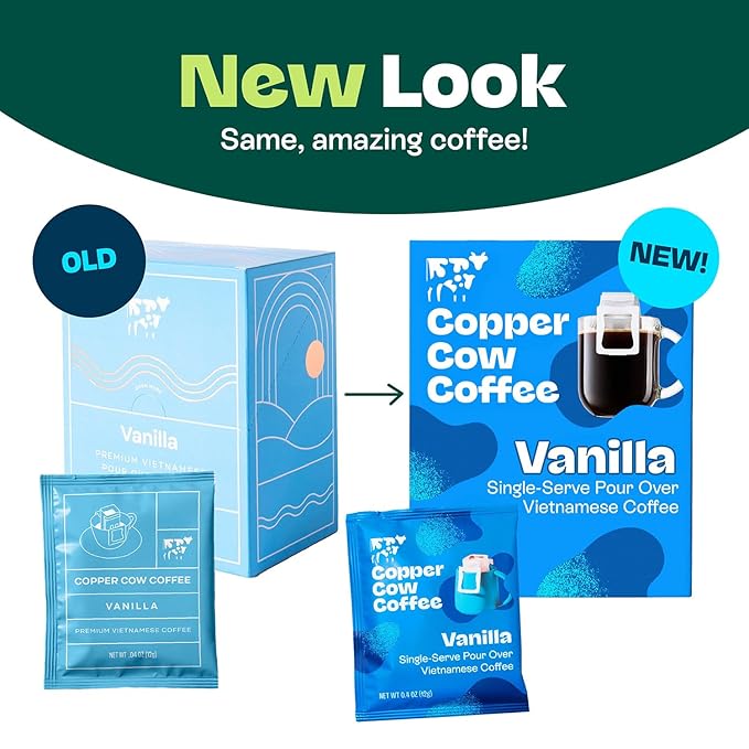 Copper Cow Coffee Premium Vietnamese Coffee: Single-Serve Vanilla Coffees (includes: 24 vanilla coffees)