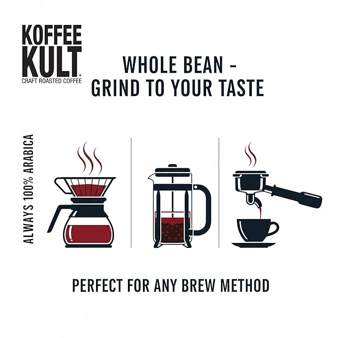 Koffee Kult Thunder Bolt Dark French Roast Whole Bean Coffee - Small Batch 100% Arabica Gourmet Blend, Bold and Well Balanced 32oz Resealable Package