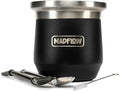 MADFLOW Yerba Mate Cup. Stainless Steel Mate Cup with 2 Bombillas. Double Wall Vacuum Insulated Yerba Mate Gourd. Unique Mate Cup And Bombilla Set