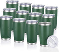 20 oz Tumblers Bulk Stainless Steel Tumbler with Lid Double Wall Vacuum Insulated Coffee Mug 20oz Powder Coated Cup for Hot and Cold Drinks, Dark Green, 12 pack