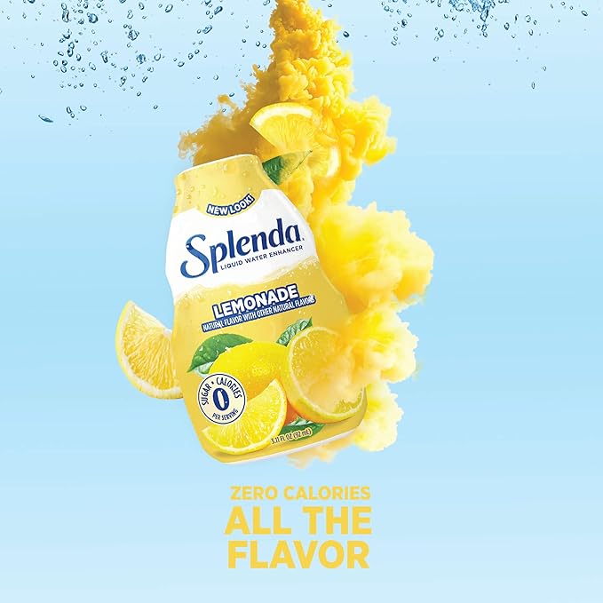 SPLENDA Liquid Water Enhancer Drops, Sugar Free, Zero Calorie, Natural Flavor, Concentrated Drink Mix, 3.11 Fl Oz Each Bottle (Lemonade, 2 Pack)